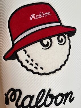 Malbon White golf bag w/black and red accents